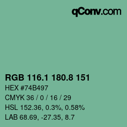 カラーコード: RGB 116.1 180.8 151 | qconv.com