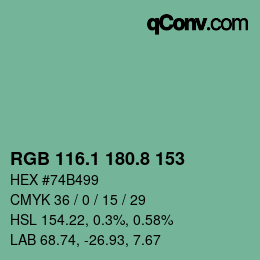 Color code: RGB 116.1 180.8 153 | qconv.com