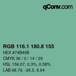 カラーコード: RGB 116.1 180.8 155 | qconv.com