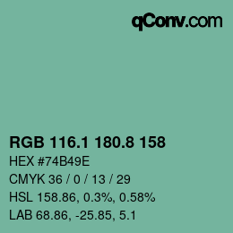 Color code: RGB 116.1 180.8 158 | qconv.com