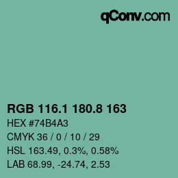 Color code: RGB 116.1 180.8 163 | qconv.com