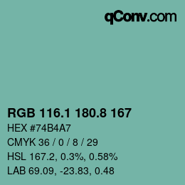 Color code: RGB 116.1 180.8 167 | qconv.com