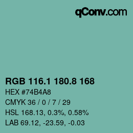 Color code: RGB 116.1 180.8 168 | qconv.com