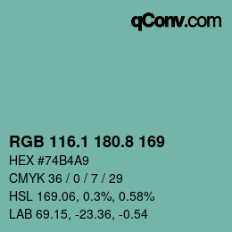 Color code: RGB 116.1 180.8 169 | qconv.com