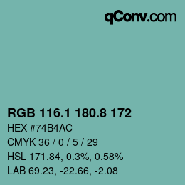 Color code: RGB 116.1 180.8 172 | qconv.com