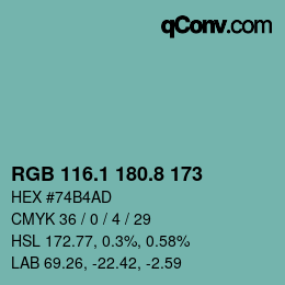 Color code: RGB 116.1 180.8 173 | qconv.com