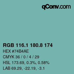 Color code: RGB 116.1 180.8 174 | qconv.com