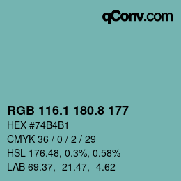 Color code: RGB 116.1 180.8 177 | qconv.com