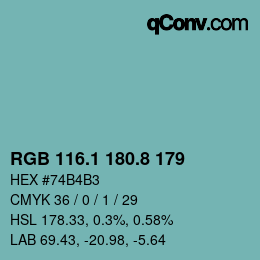 Color code: RGB 116.1 180.8 179 | qconv.com