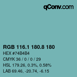 カラーコード: RGB 116.1 180.8 180 | qconv.com