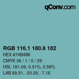 Color code: RGB 116.1 180.8 182 | qconv.com