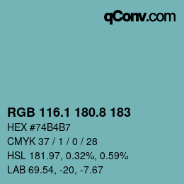 Color code: RGB 116.1 180.8 183 | qconv.com