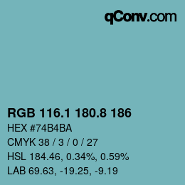 Color code: RGB 116.1 180.8 186 | qconv.com