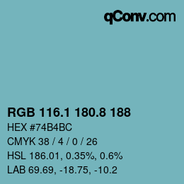 カラーコード: RGB 116.1 180.8 188 | qconv.com