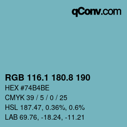 カラーコード: RGB 116.1 180.8 190 | qconv.com