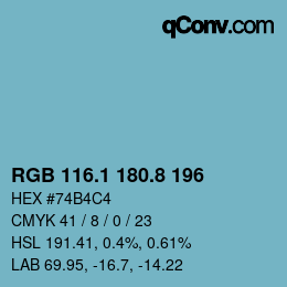 Color code: RGB 116.1 180.8 196 | qconv.com