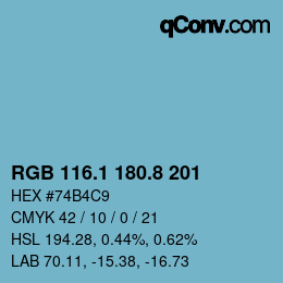 Color code: RGB 116.1 180.8 201 | qconv.com