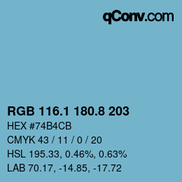 Color code: RGB 116.1 180.8 203 | qconv.com