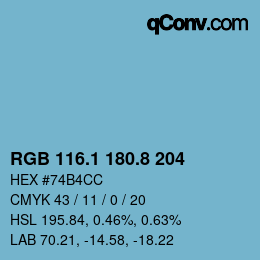 Color code: RGB 116.1 180.8 204 | qconv.com