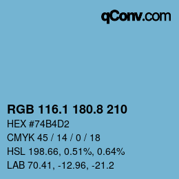Color code: RGB 116.1 180.8 210 | qconv.com