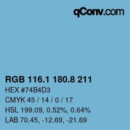 Color code: RGB 116.1 180.8 211 | qconv.com