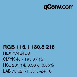 カラーコード: RGB 116.1 180.8 216 | qconv.com