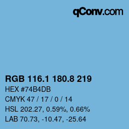 カラーコード: RGB 116.1 180.8 219 | qconv.com