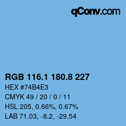 カラーコード: RGB 116.1 180.8 227 | qconv.com