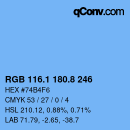 カラーコード: RGB 116.1 180.8 246 | qconv.com