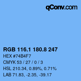 カラーコード: RGB 116.1 180.8 247 | qconv.com
