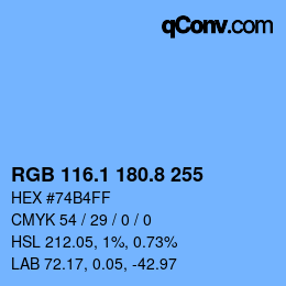Color code: RGB 116.1 180.8 255 | qconv.com