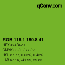 カラーコード: RGB 116.1 180.8 41 | qconv.com