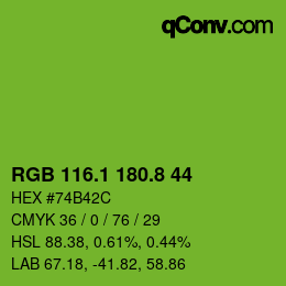 カラーコード: RGB 116.1 180.8 44 | qconv.com