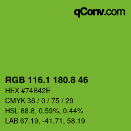 カラーコード: RGB 116.1 180.8 46 | qconv.com