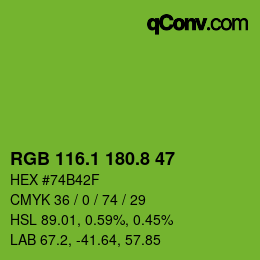 カラーコード: RGB 116.1 180.8 47 | qconv.com