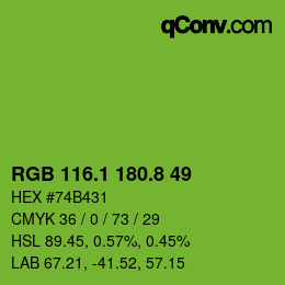 カラーコード: RGB 116.1 180.8 49 | qconv.com
