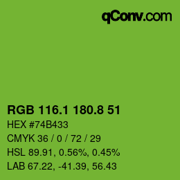 カラーコード: RGB 116.1 180.8 51 | qconv.com