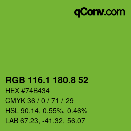 カラーコード: RGB 116.1 180.8 52 | qconv.com