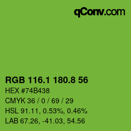 カラーコード: RGB 116.1 180.8 56 | qconv.com