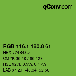 カラーコード: RGB 116.1 180.8 61 | qconv.com