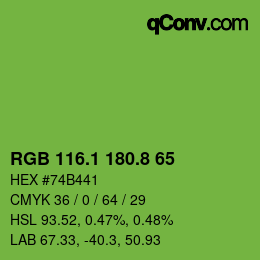 カラーコード: RGB 116.1 180.8 65 | qconv.com