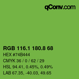 カラーコード: RGB 116.1 180.8 68 | qconv.com