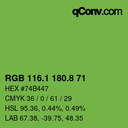 カラーコード: RGB 116.1 180.8 71 | qconv.com