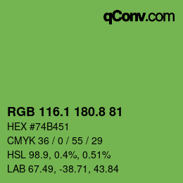 カラーコード: RGB 116.1 180.8 81 | qconv.com