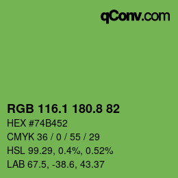 カラーコード: RGB 116.1 180.8 82 | qconv.com