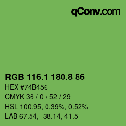 カラーコード: RGB 116.1 180.8 86 | qconv.com