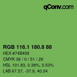 カラーコード: RGB 116.1 180.8 88 | qconv.com