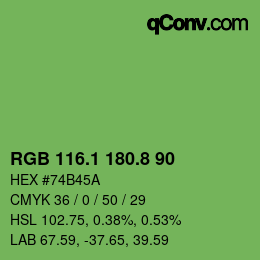 カラーコード: RGB 116.1 180.8 90 | qconv.com