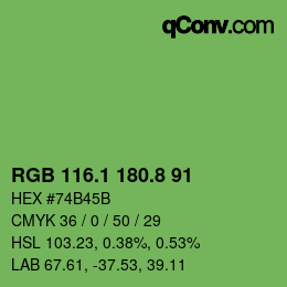 カラーコード: RGB 116.1 180.8 91 | qconv.com