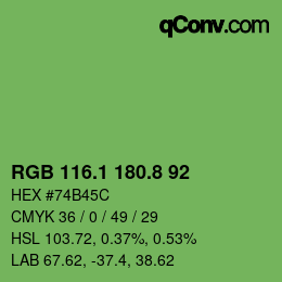 カラーコード: RGB 116.1 180.8 92 | qconv.com